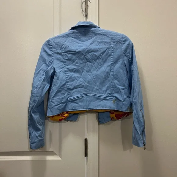 Color Me Courtney Blue Dennis Biker Jacket Size 6 US $250